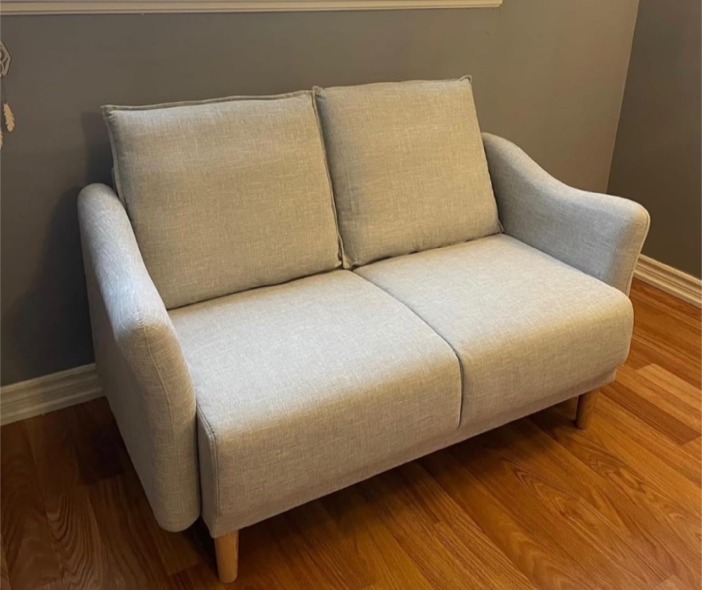 Light Grey Linen Loveseat Sofa - 2 seater - photo 5