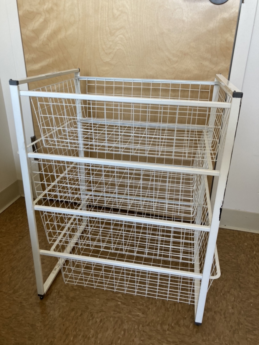 White Metal 4-Tier Rolling Cart Organizer
