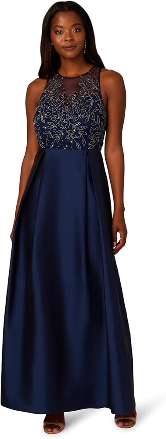 ADRIANA PAPELL Navy Blue Beaded Formal Gown Size 12 - photo 4