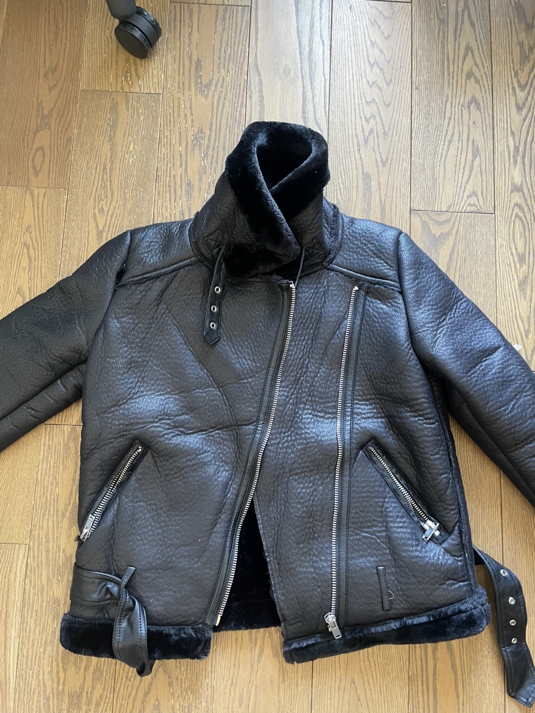For The Republic Black Faux Leather Aviator Jacket - XS - photo 3