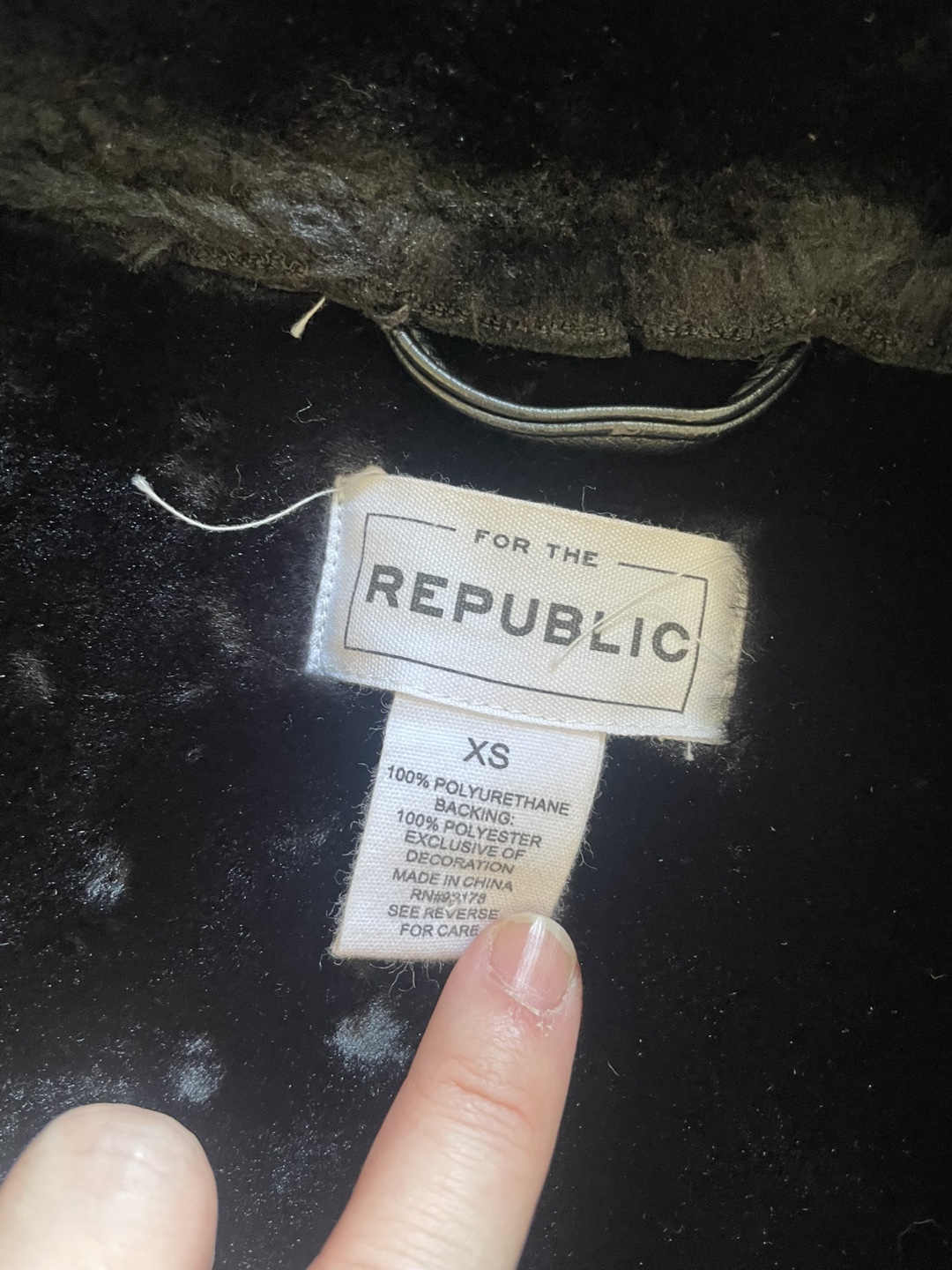 For The Republic Black Faux Leather Aviator Jacket - XS - photo 4