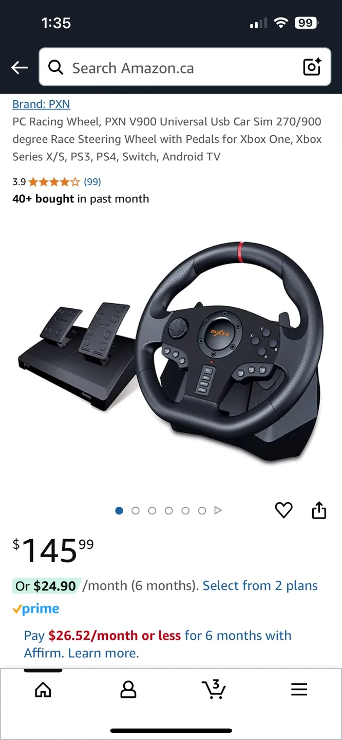 PXN V900 Racing Wheel with Pedals thumbnail