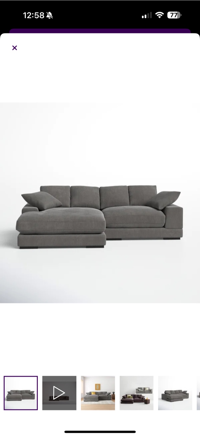 AllModern Lonsdale Chaise Sectional Couch Sofa