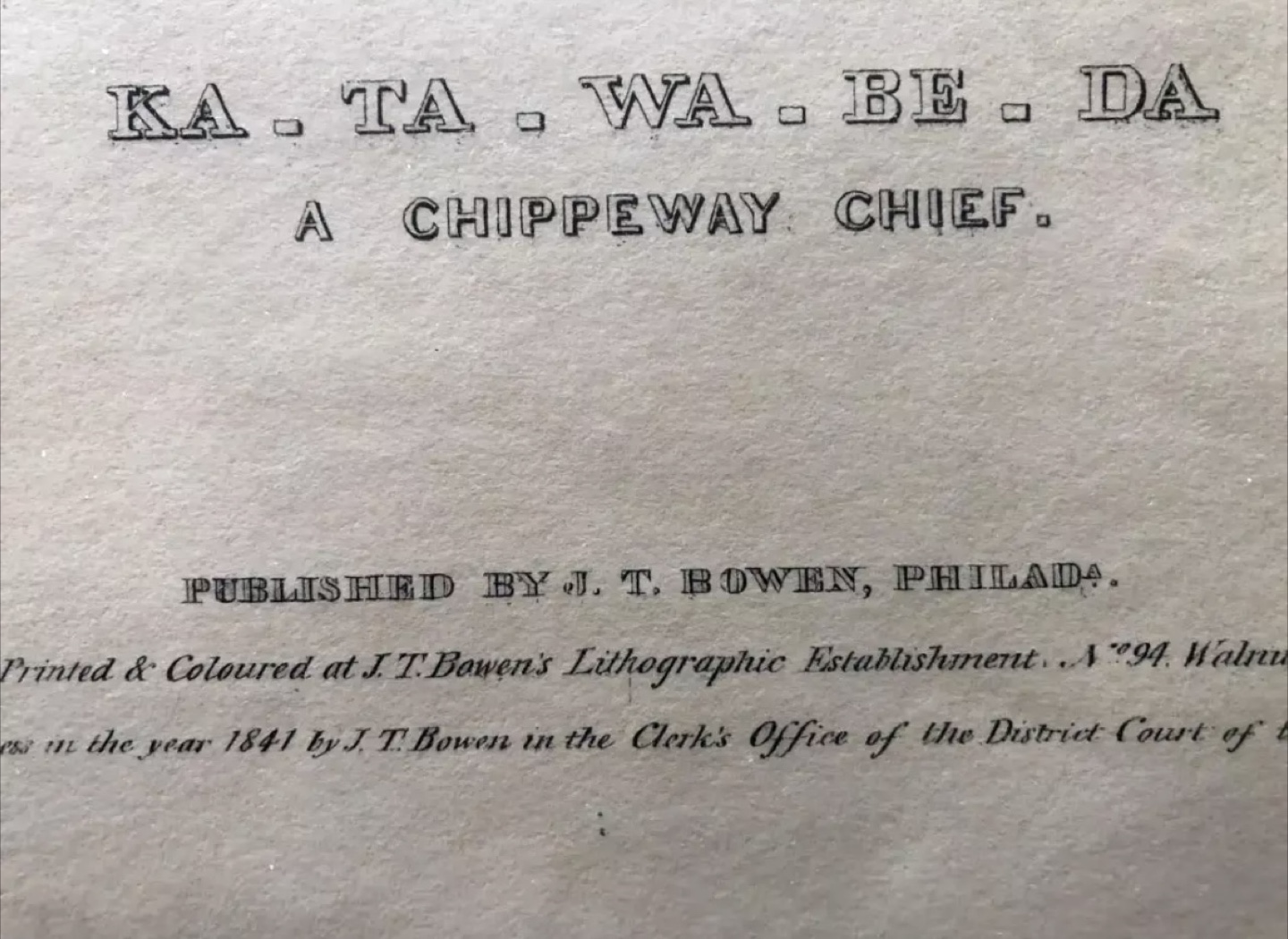 Antique 1841 Lithograph Print of a Chippewa Chief by J.T. Bowen - photo 5
