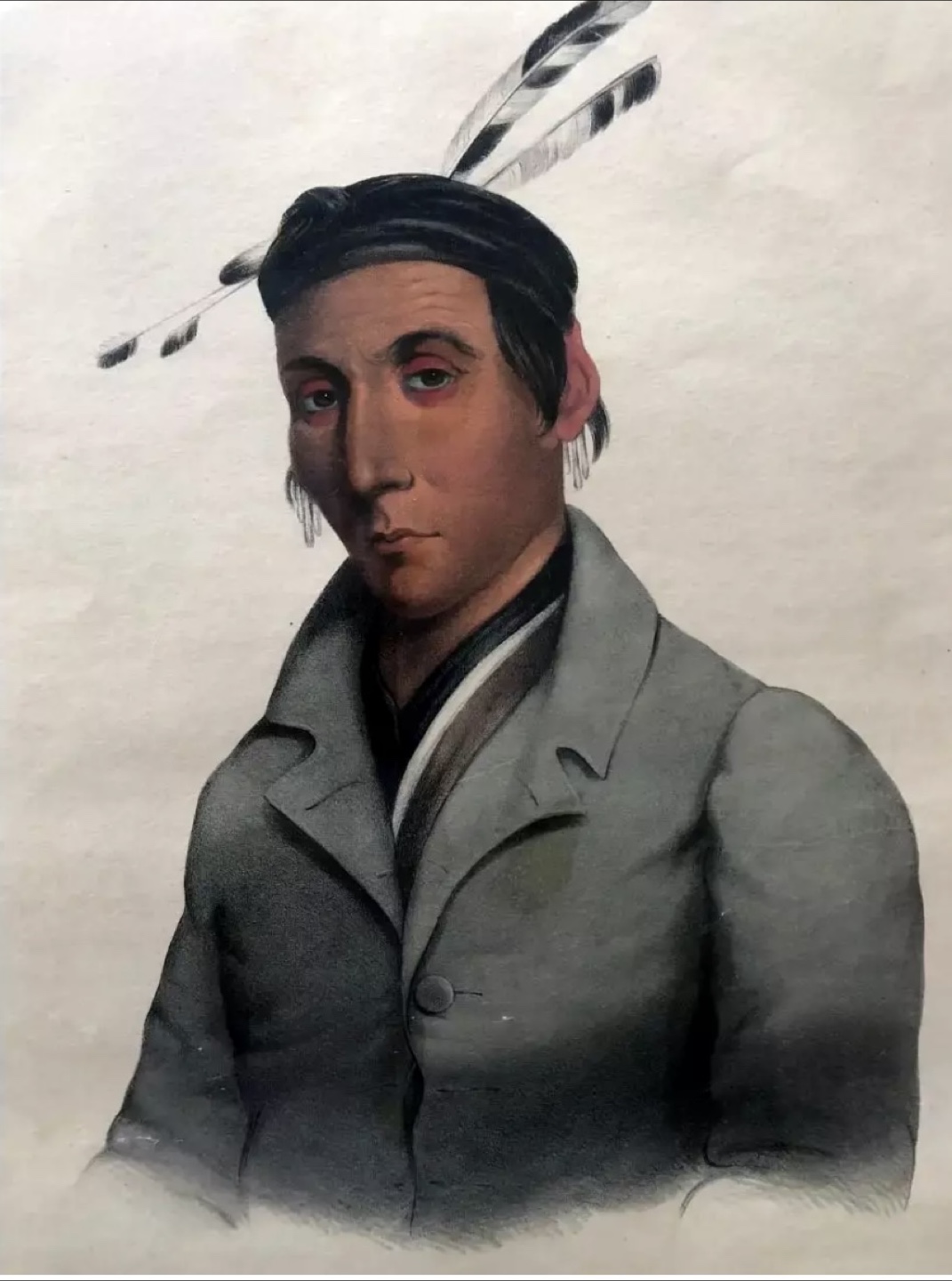 Antique 1841 Lithograph Print of a Chippewa Chief by J.T. Bowen - photo 3