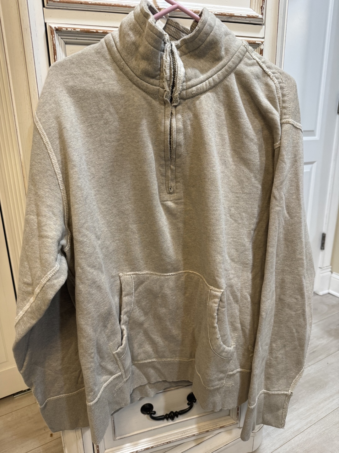 Men's American Eagle Outfitters Beige 1/4 Zip Sweatshirt