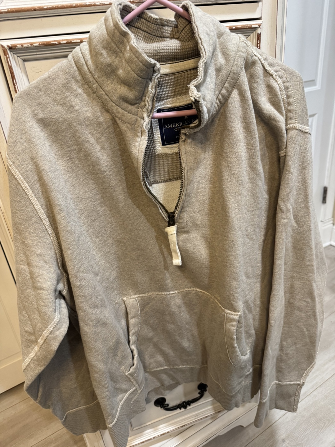 Men's American Eagle Outfitters Beige 1/4 Zip Sweatshirt - photo 3