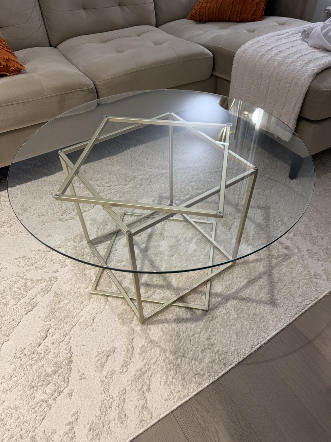 Gold Metal and Glass Coffee Table - photo 3