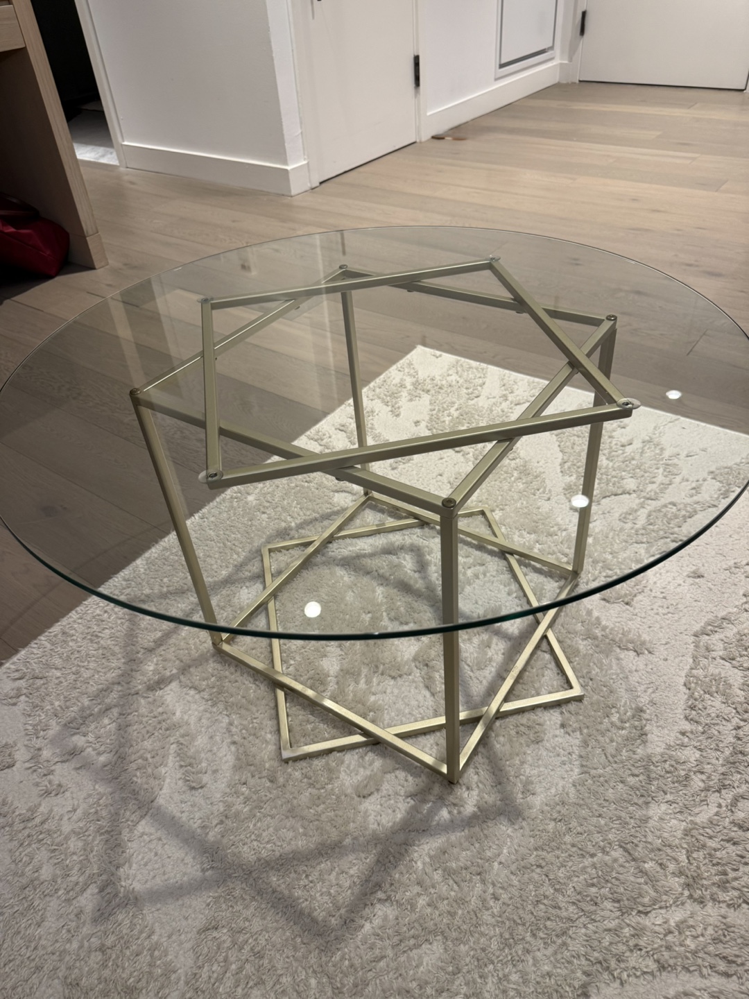 Gold Metal and Glass Coffee Table
