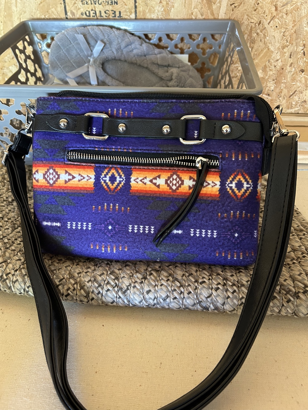 Purple Southwestern Pattern Crossbody Bag