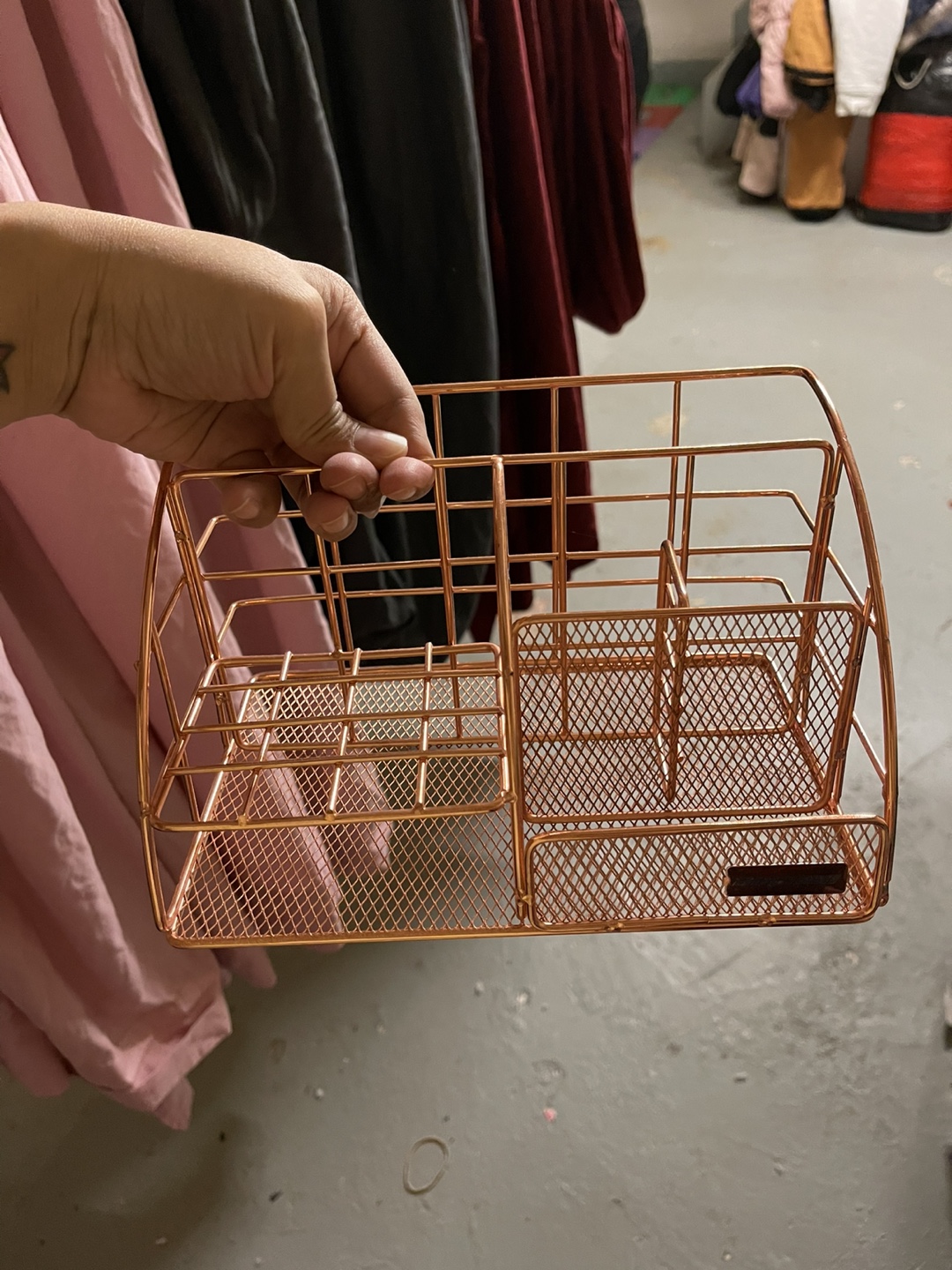 Rose Gold Metal Desk Organiser 🏒
