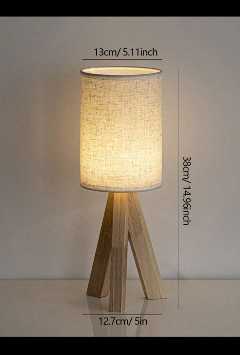 Wooden Tripod Table Lamp with Linen Shade