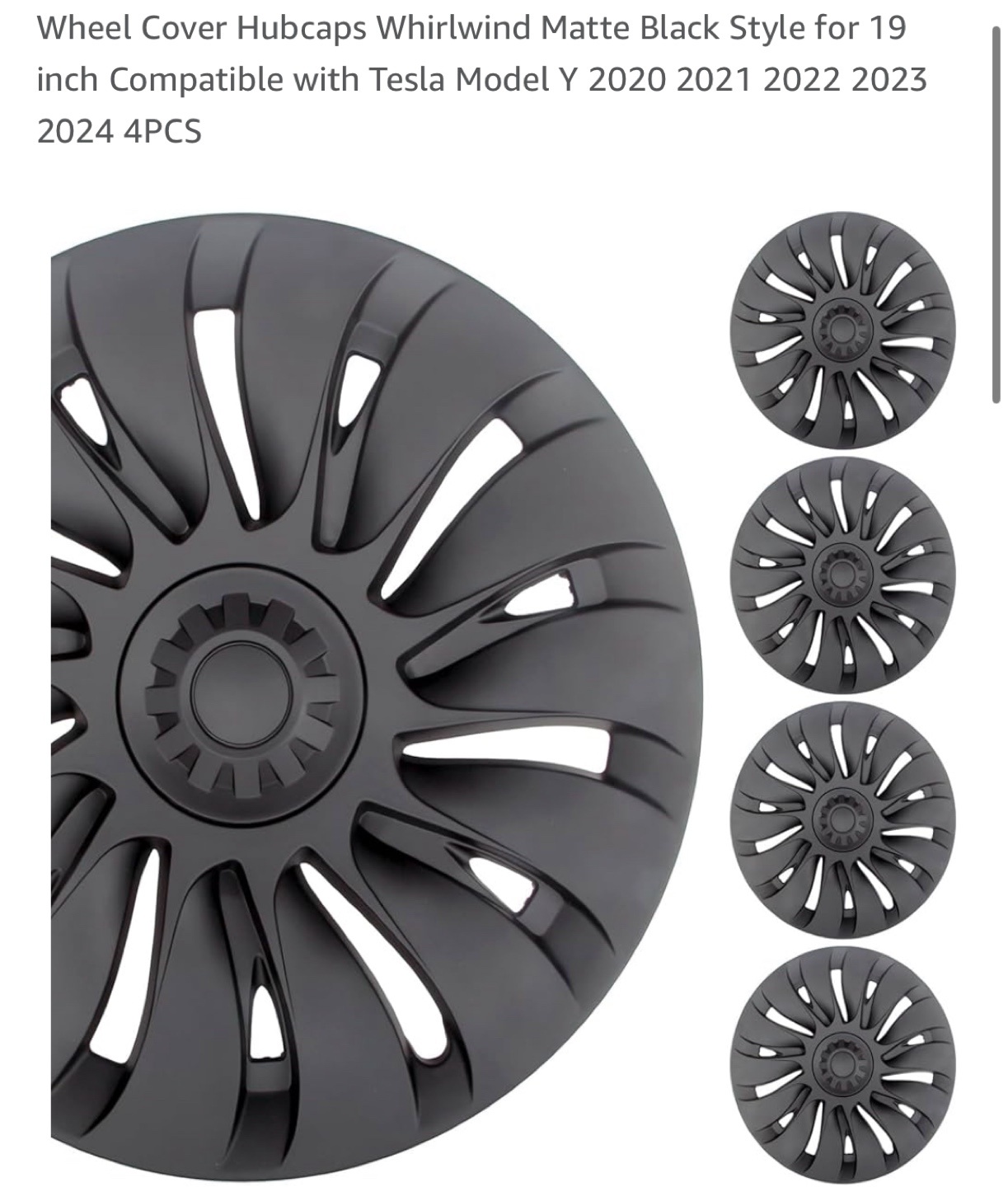 19 inch Matte Black Wheel Covers for Tesla Model Y