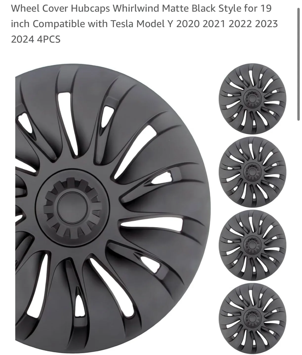 19 inch Matte Black Wheel Covers for Tesla Model Y thumbnail
