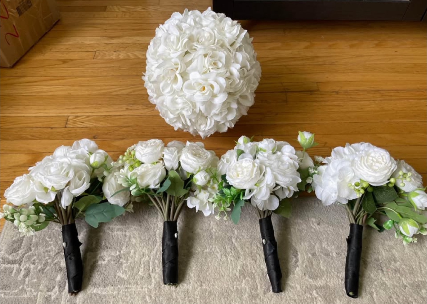 Wedding Bouquet Set - White Artificial Flower Arrangements