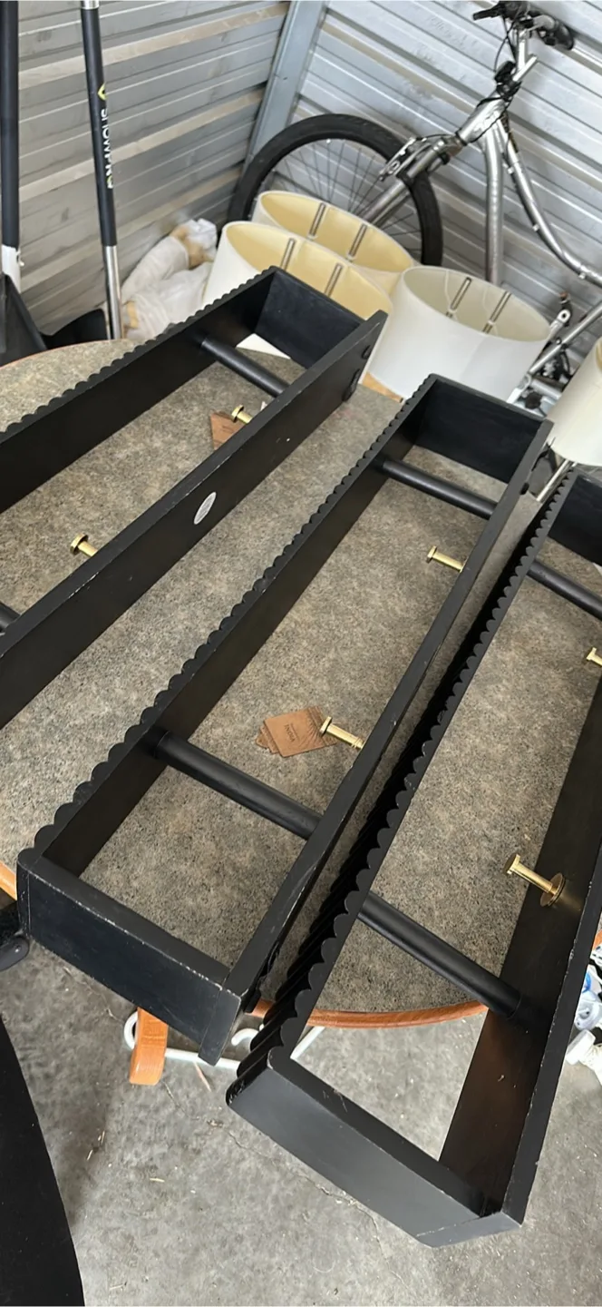 Pair of Black Floating Shelves with Scalloped Edges thumbnail