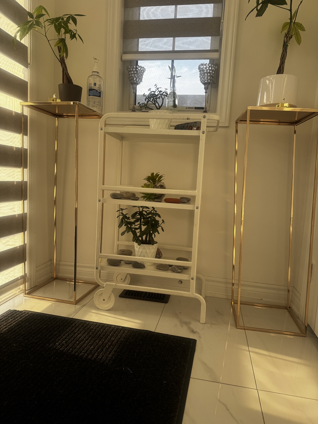 White Metal Rolling Cart with Three Shelves