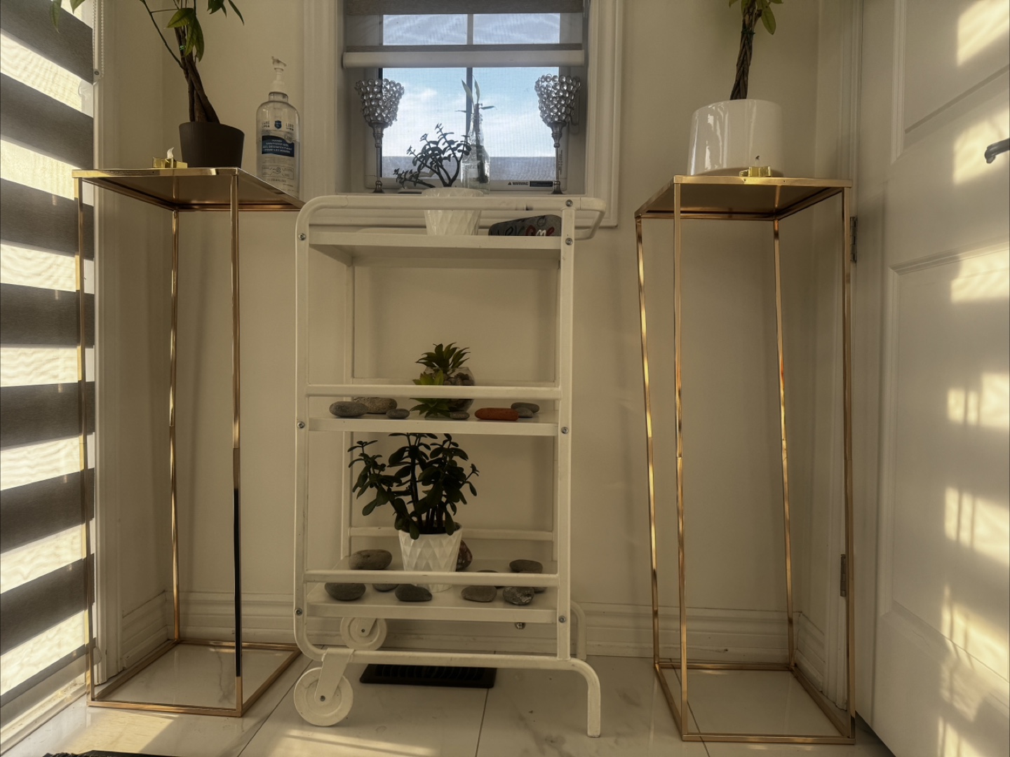 White Metal Rolling Cart with Three Shelves - photo 2