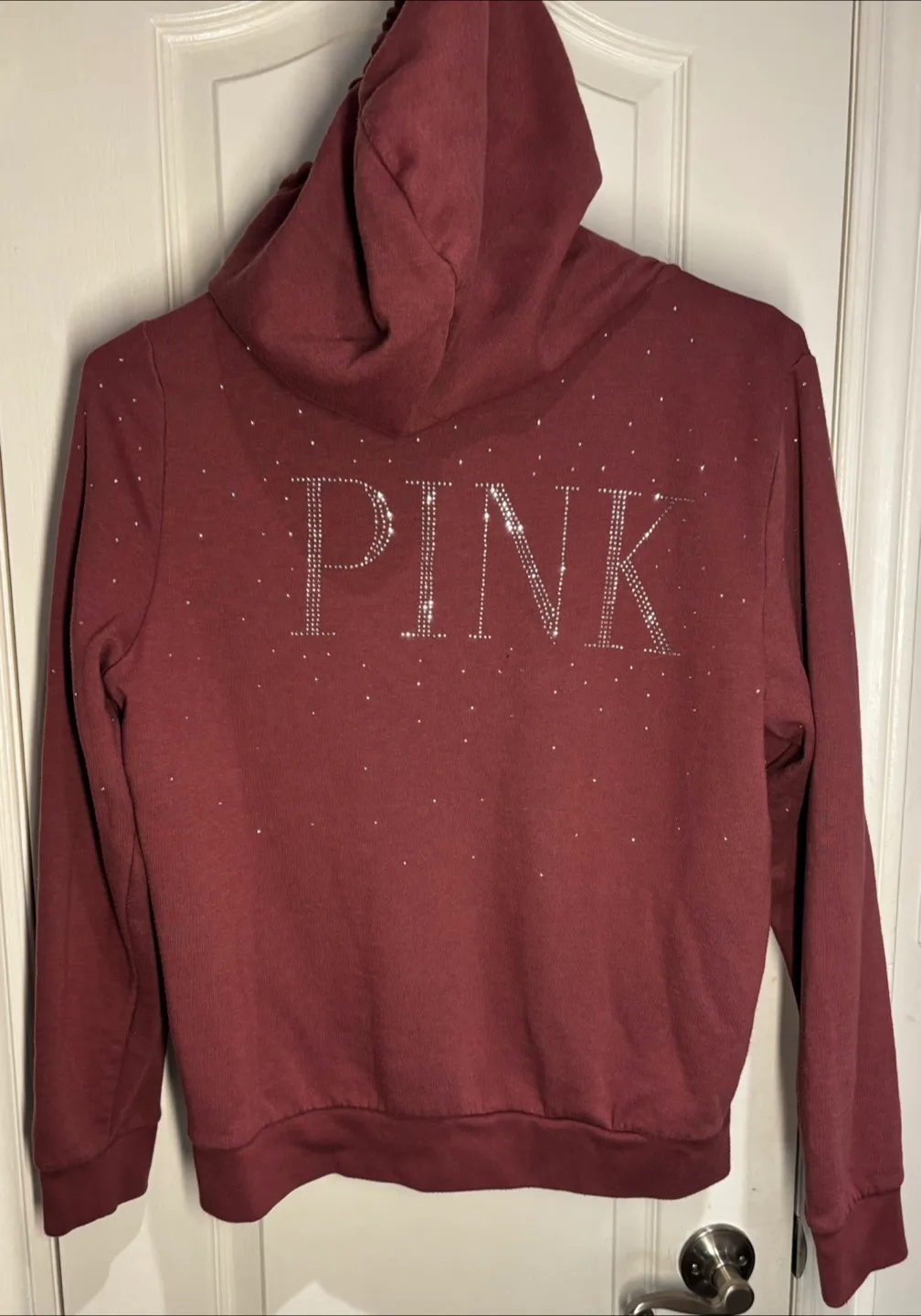 PINK Victoria's Secret Bling Logo Zip Cozy Hoodie Size Large image indicator(4)