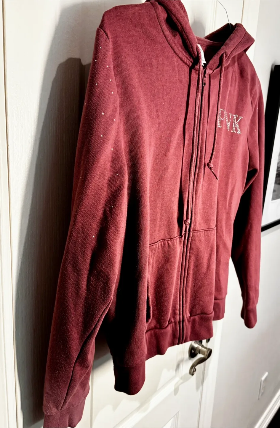 PINK Victoria's Secret Bling Logo Zip Cozy Hoodie Size Large image indicator(2)