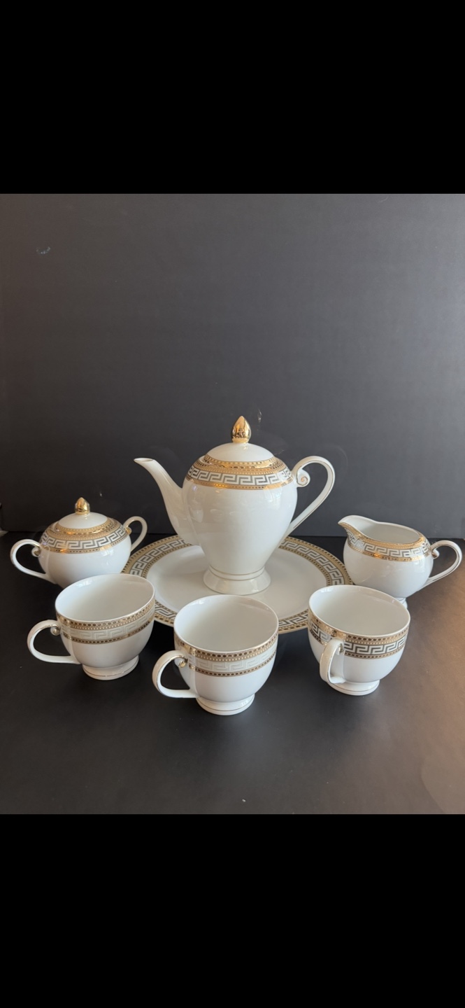 Elegant Gold and White Tea Set