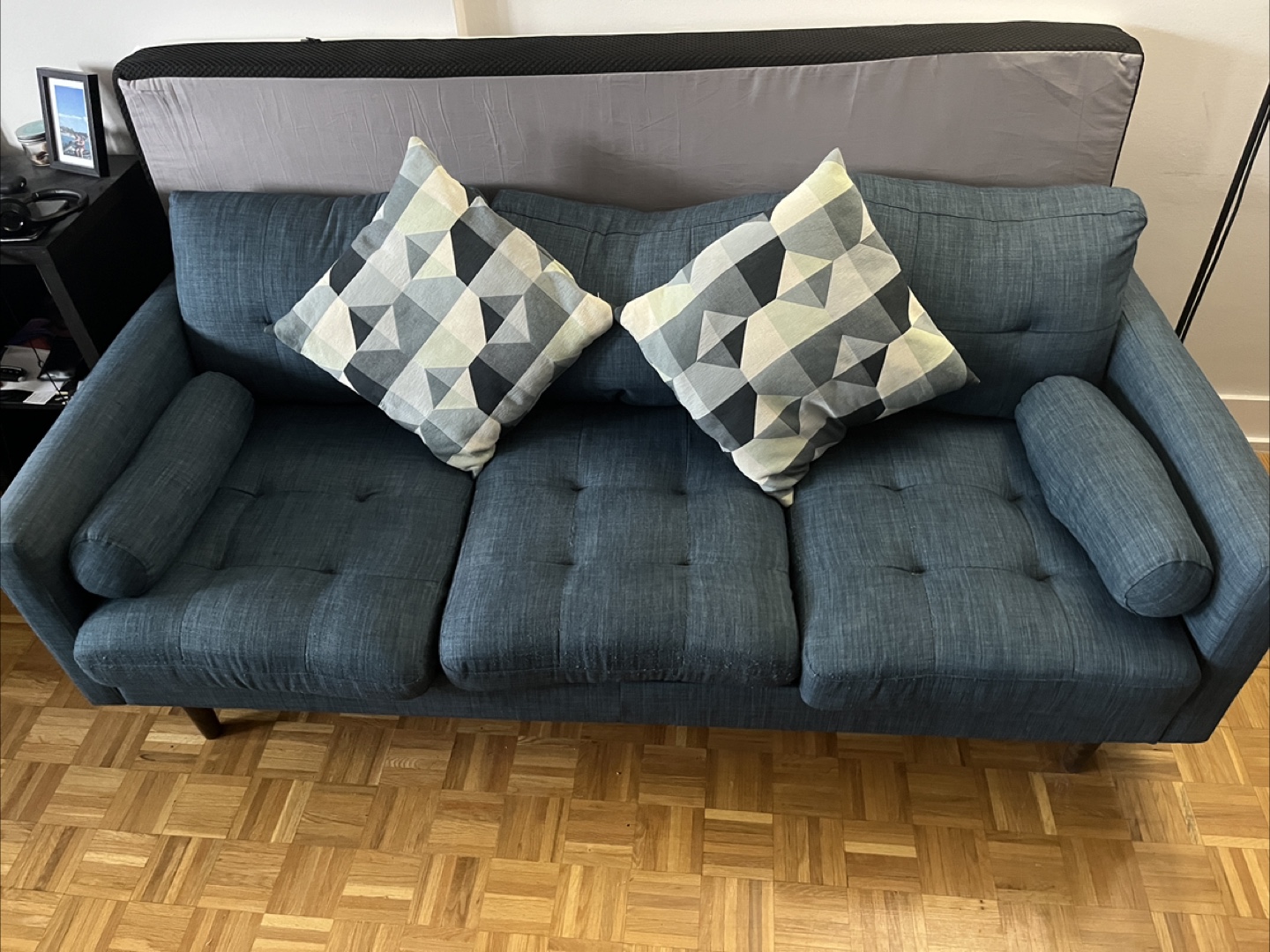 Mid-Century Modern Teal Sofa - photo 2
