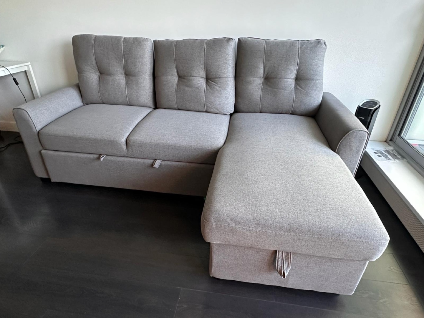 Grey Sectional Sofa with Storage