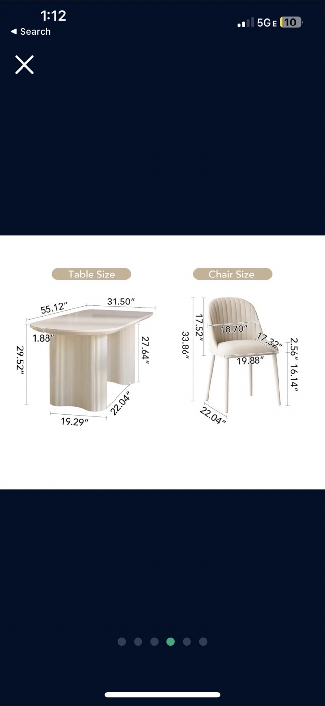 5-Piece Dining Set: White Table and Four Beige Chairs - photo 5