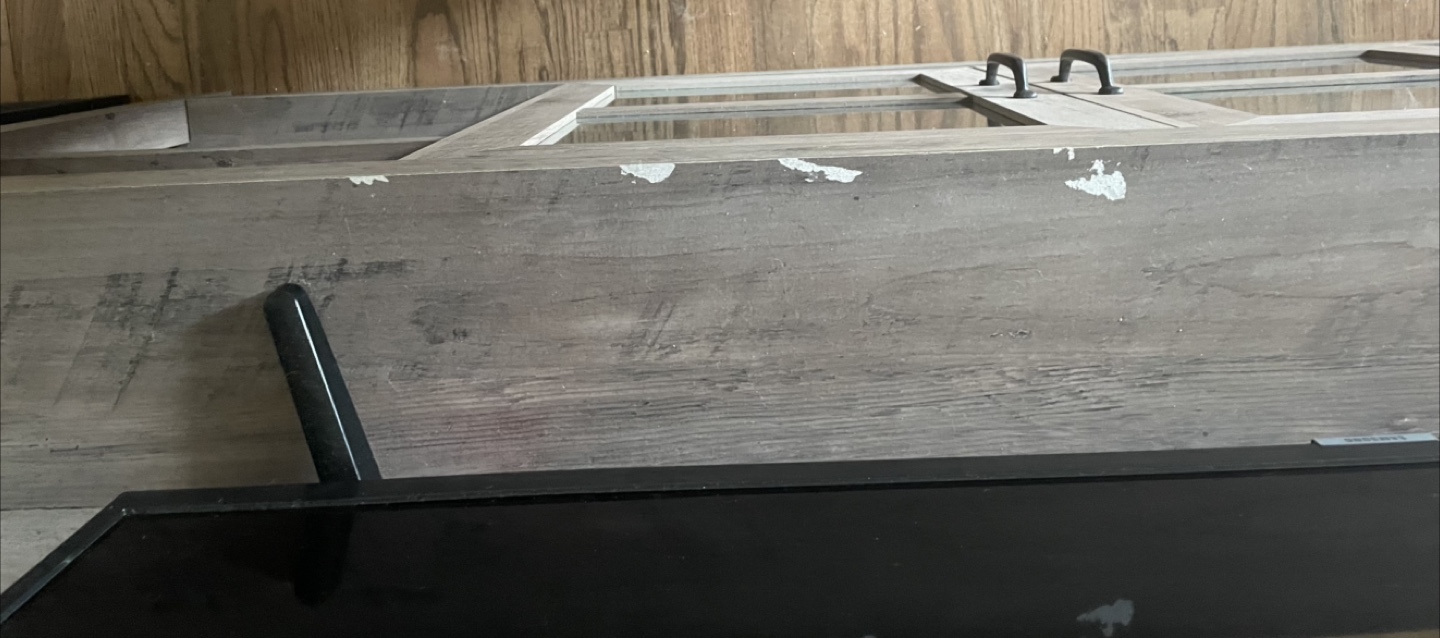 Grey Wood TV Stand with Glass Doors - photo 4