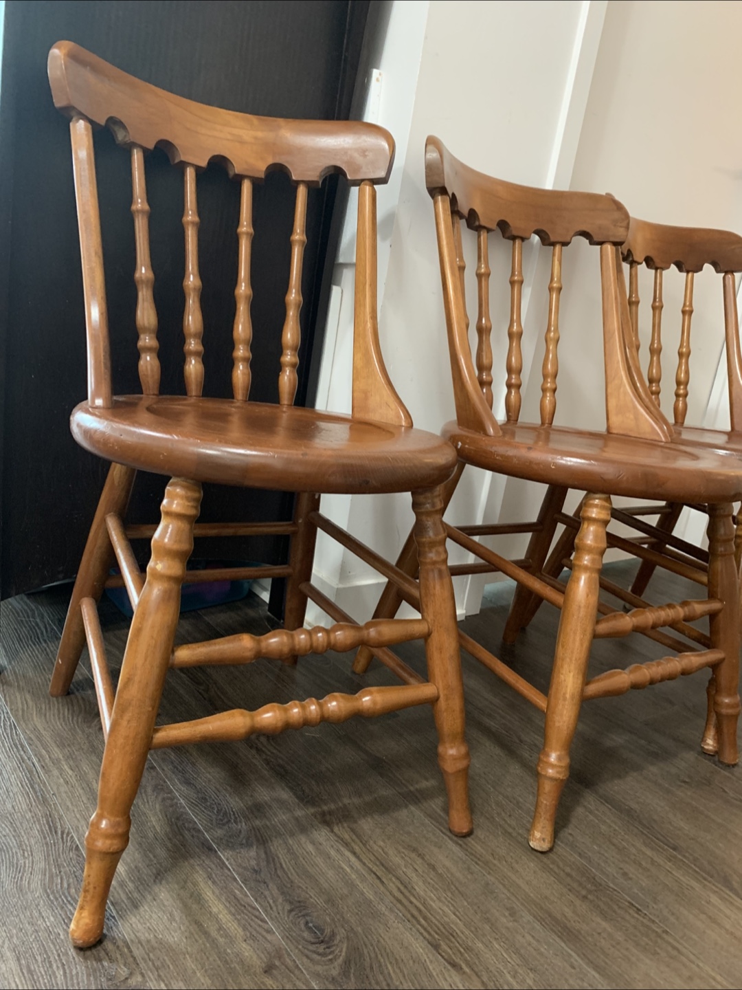 Set of Three Wooden Chairs