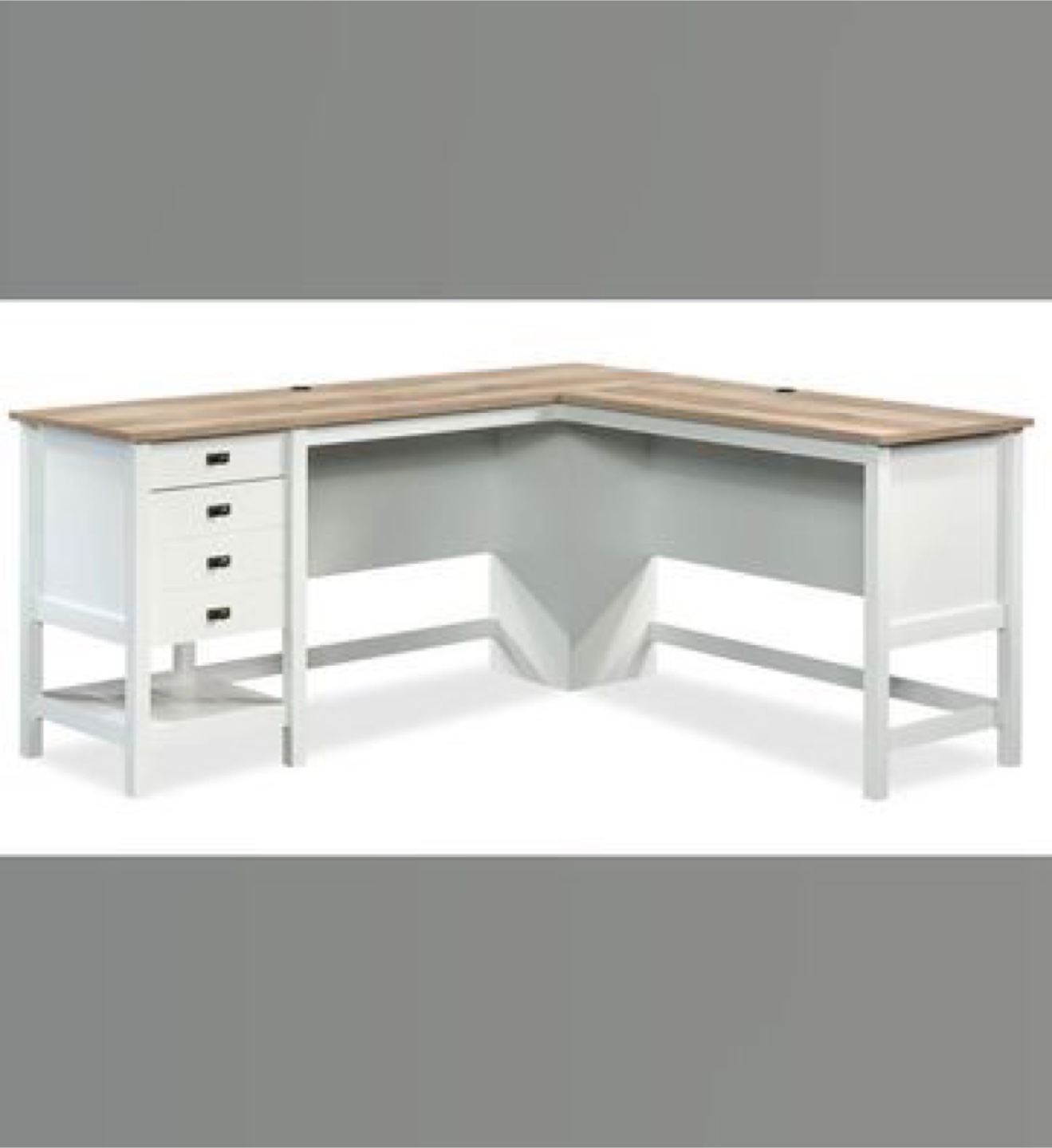 Bush Furniture Cabot L-Shaped Desk - White and Oak