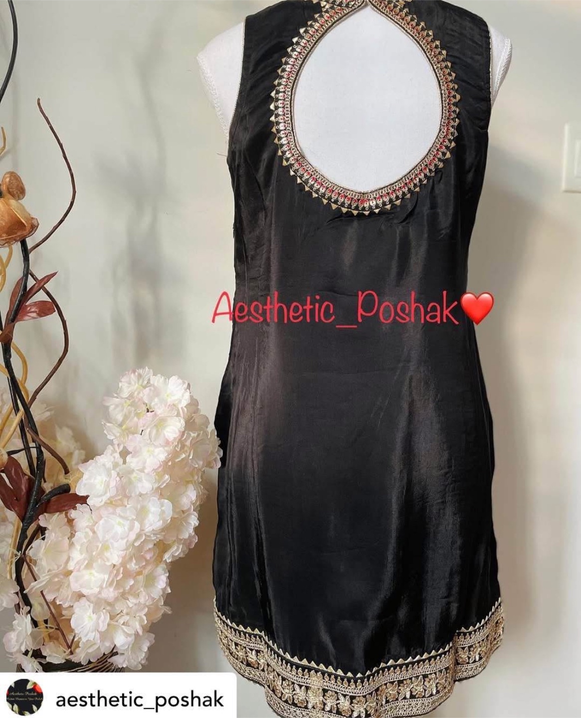 Black embroidered three-piece suit - photo 3