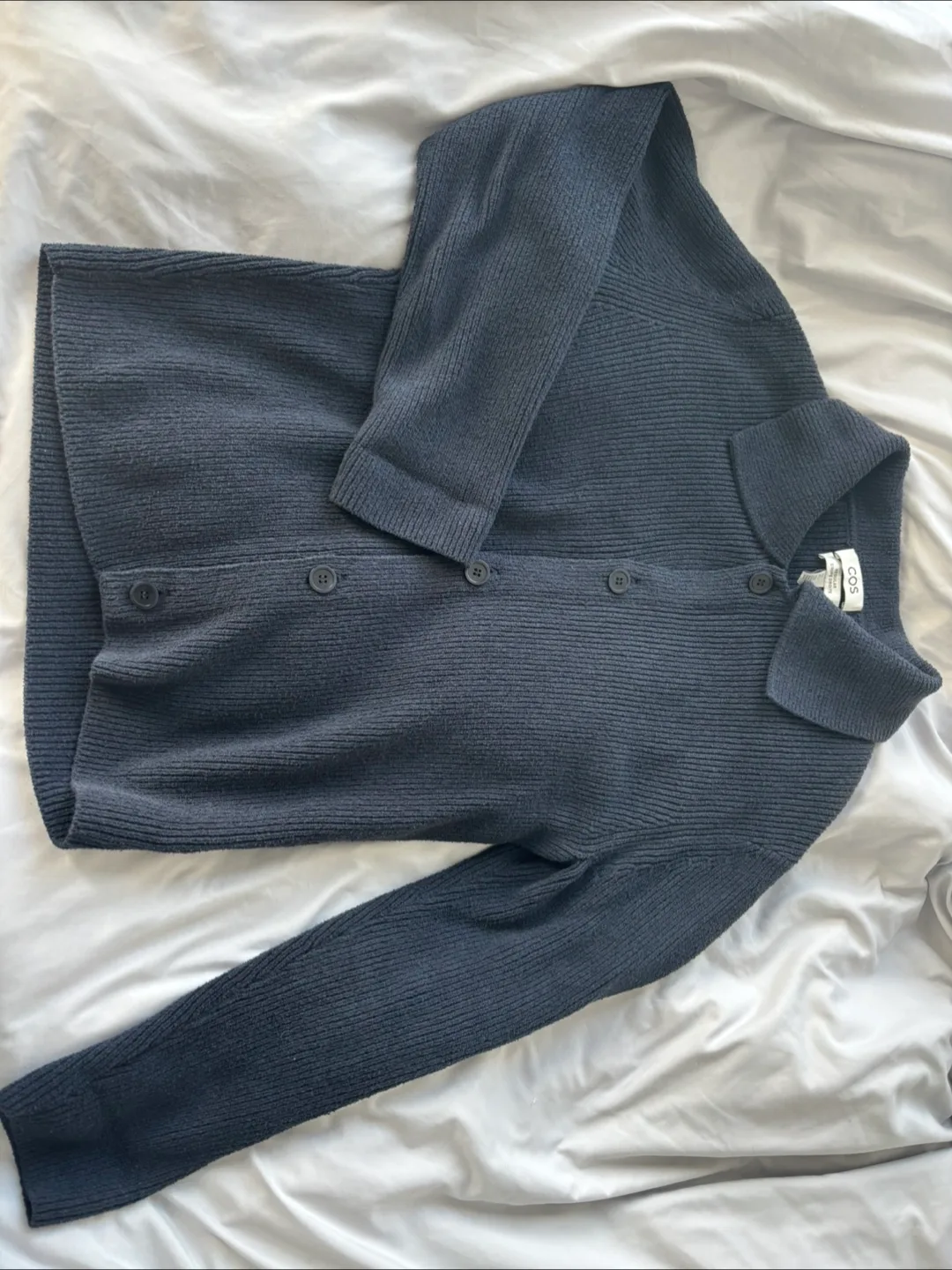 COS knot collar cardigan navy Size S thumbnail