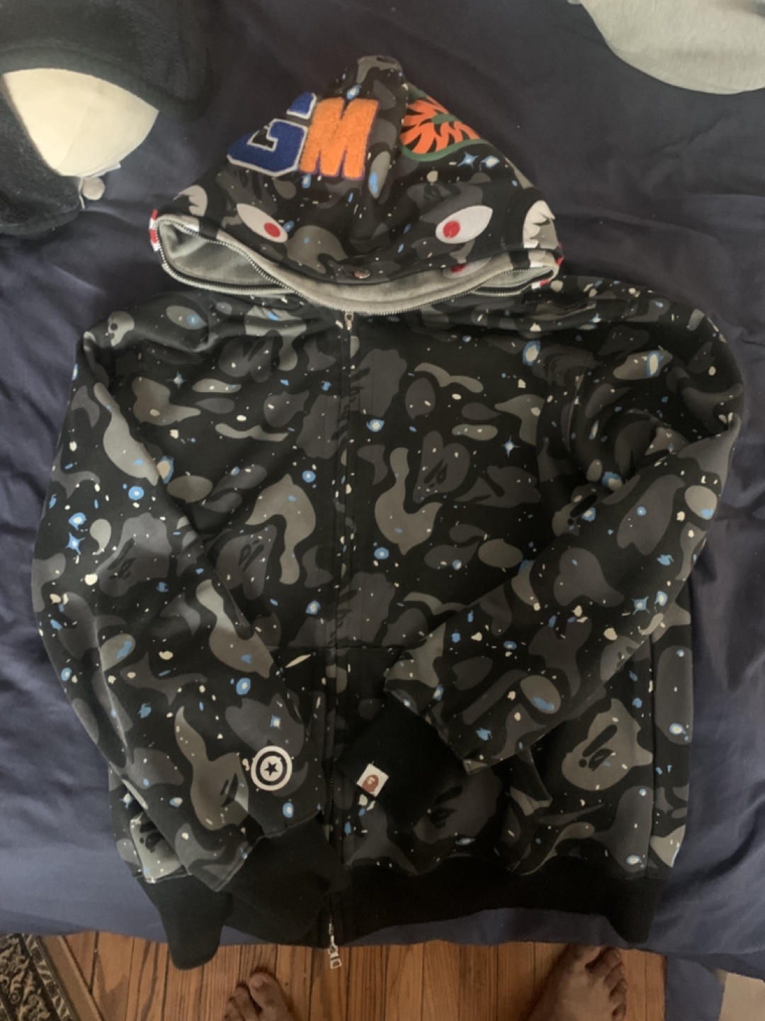 A Bathing Ape Shark Camo Zip-Up Hoodie