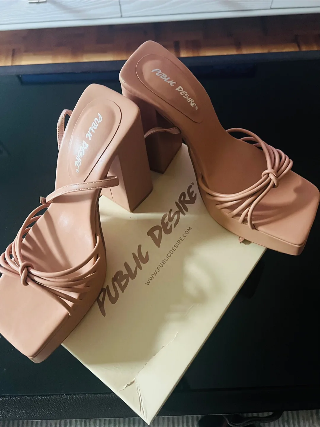 Public Desire Nude Chunky Heel Sandals image indicator(2)