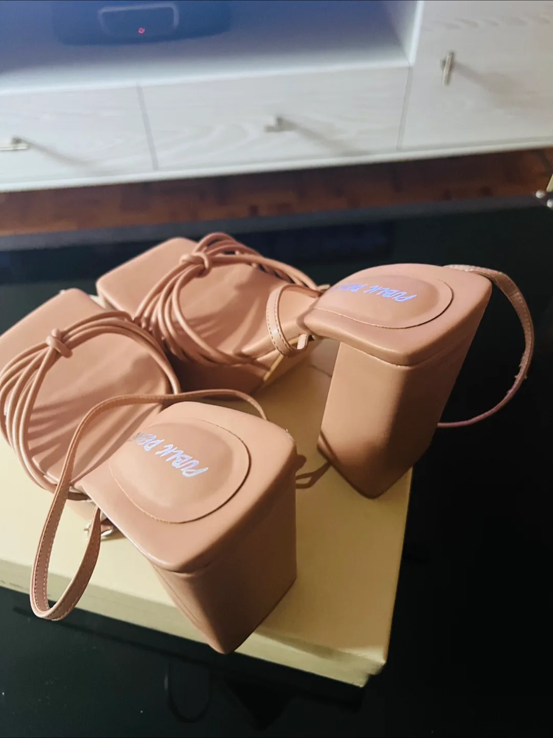 Public Desire Nude Chunky Heel Sandals image indicator(3)