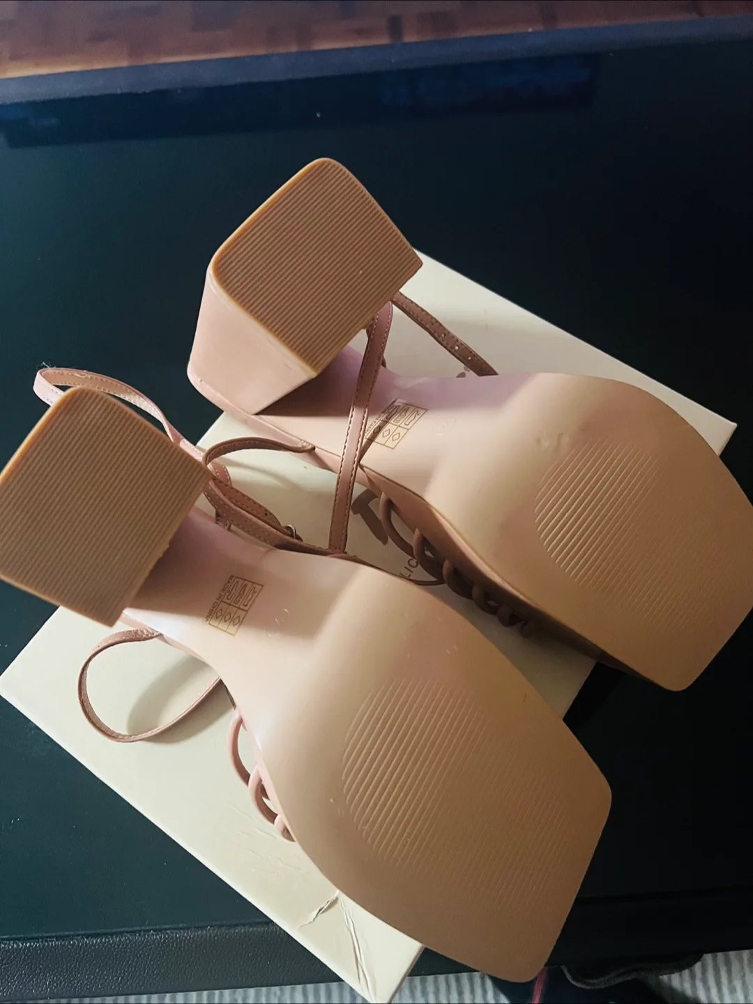 Public Desire Nude Chunky Heel Sandals image indicator(6)