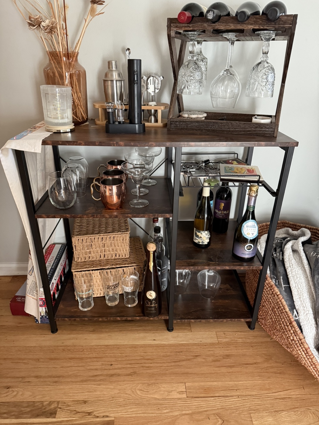 Rustic 3-Tier Bar Cart