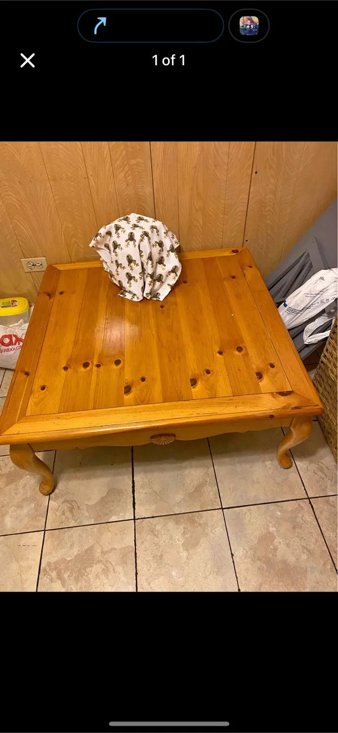 Solid Wood Coffee Table 1 nice scratch as seen in pic thumbnail
