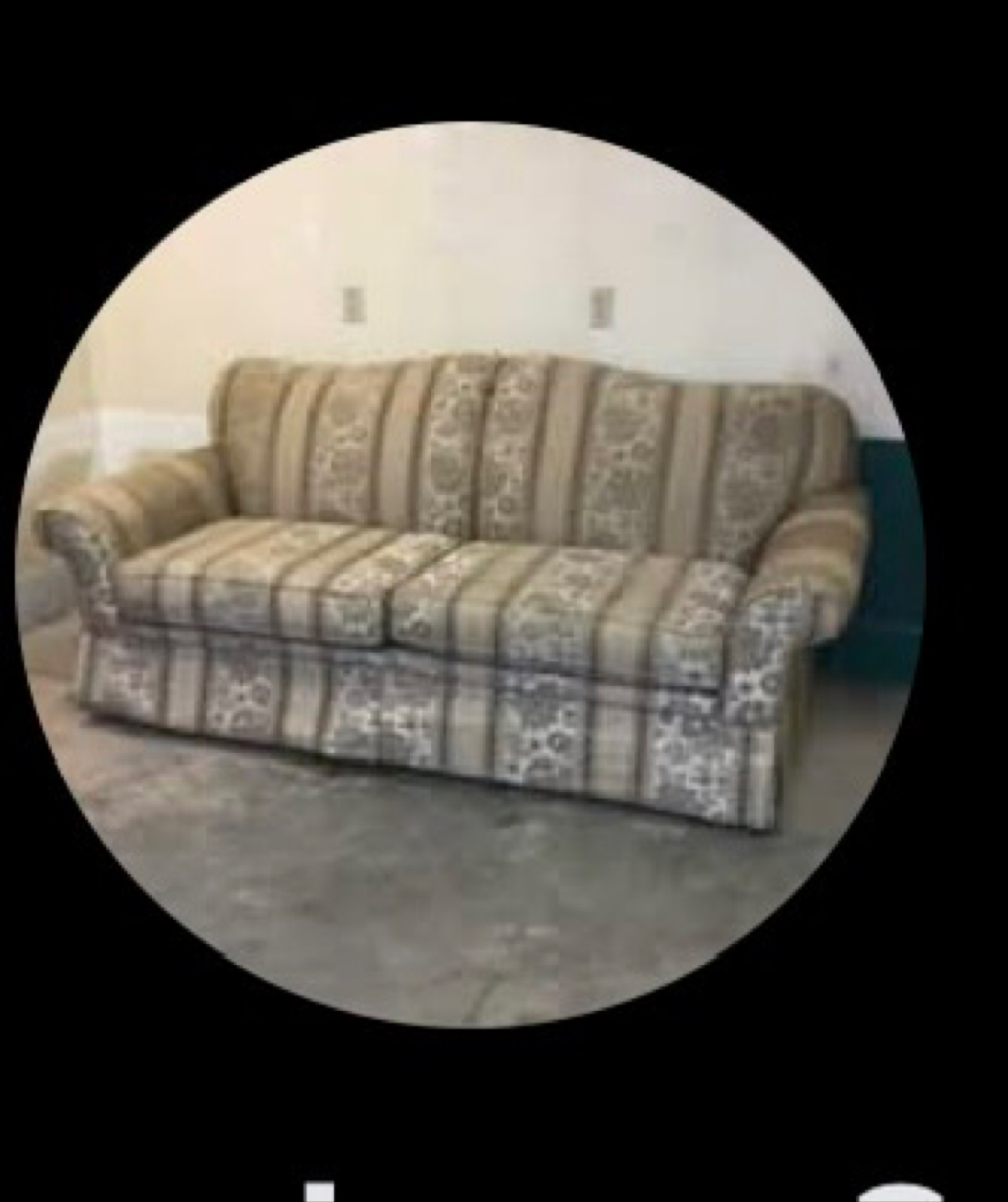 Vintage Sofa - Beige and Brown Striped Upholstery