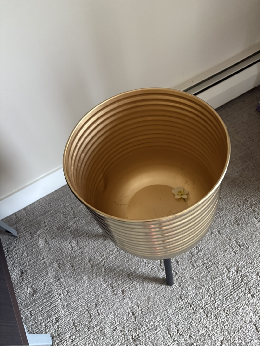 Artificial Boxwood Ball in Gold Tripod Planter - photo 2