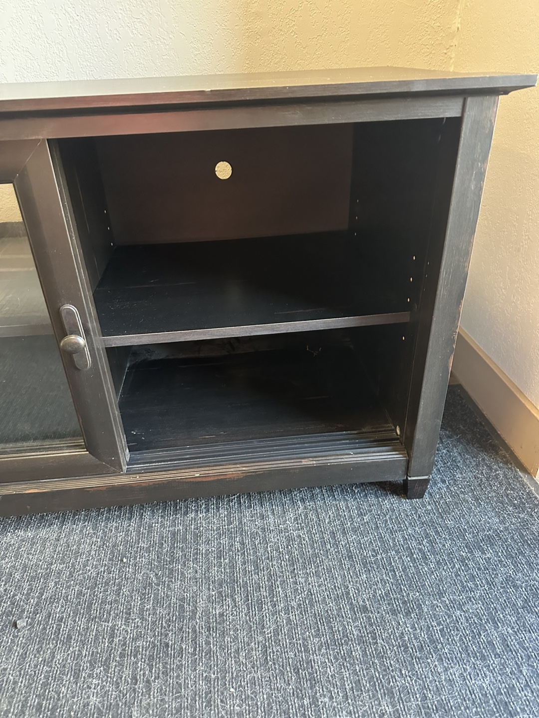 Dark brown TV Stand with Sliding Glass Door - photo 5