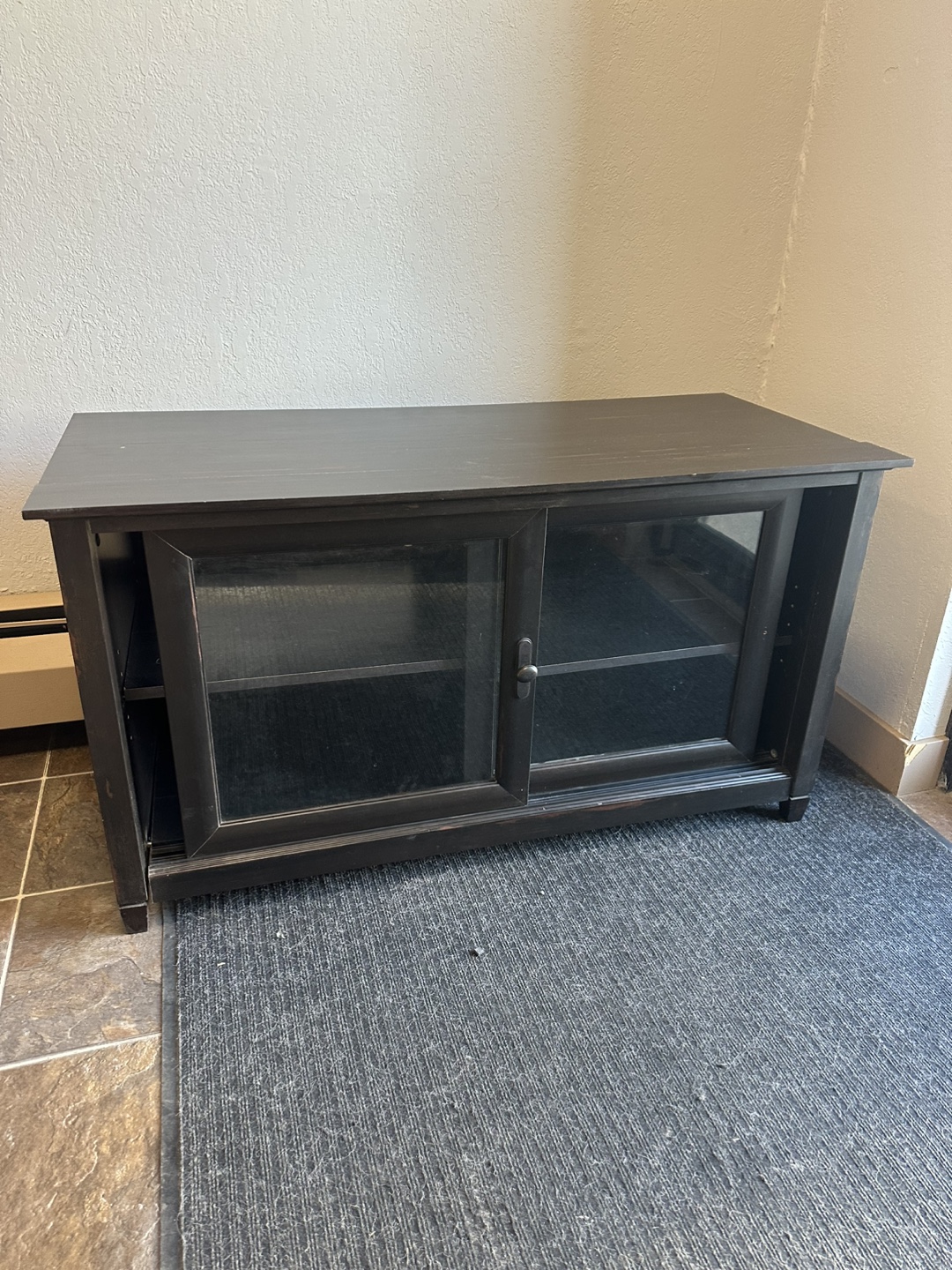 Dark brown TV Stand with Sliding Glass Door - photo 4