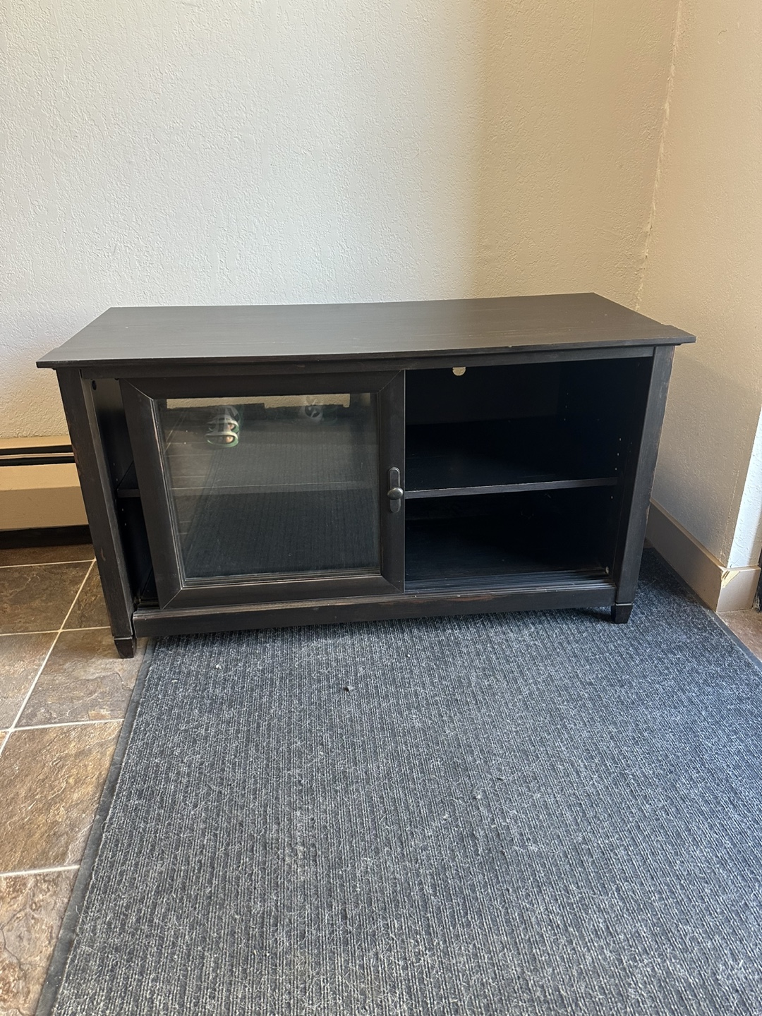 Dark brown TV Stand with Sliding Glass Door - photo 3