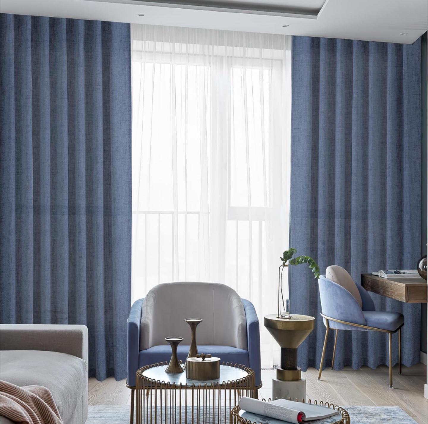 Blue Curtains - Set of Two