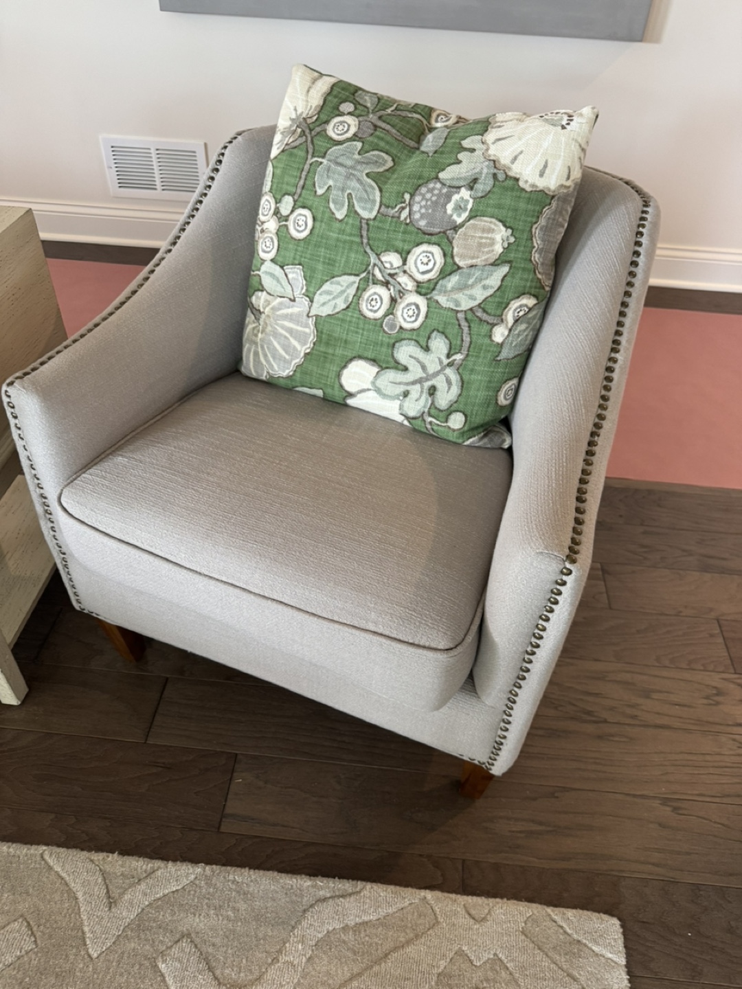 Pair of Beige Accent Chairs with Nailhead Trim - photo 2