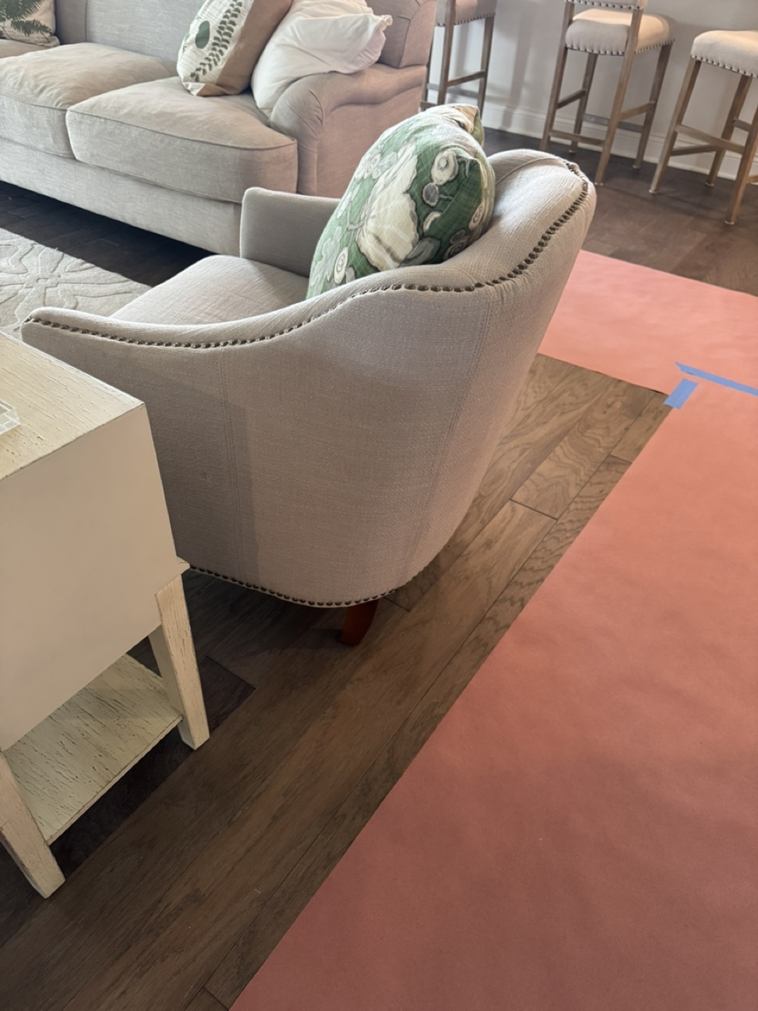 Pair of Beige Accent Chairs with Nailhead Trim - photo 4