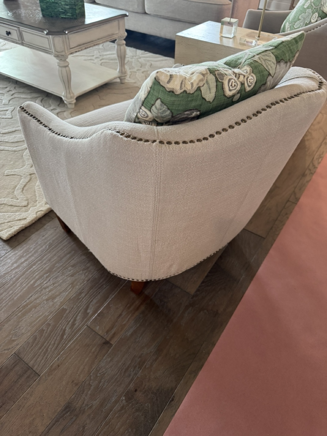 Pair of Beige Accent Chairs with Nailhead Trim - photo 3