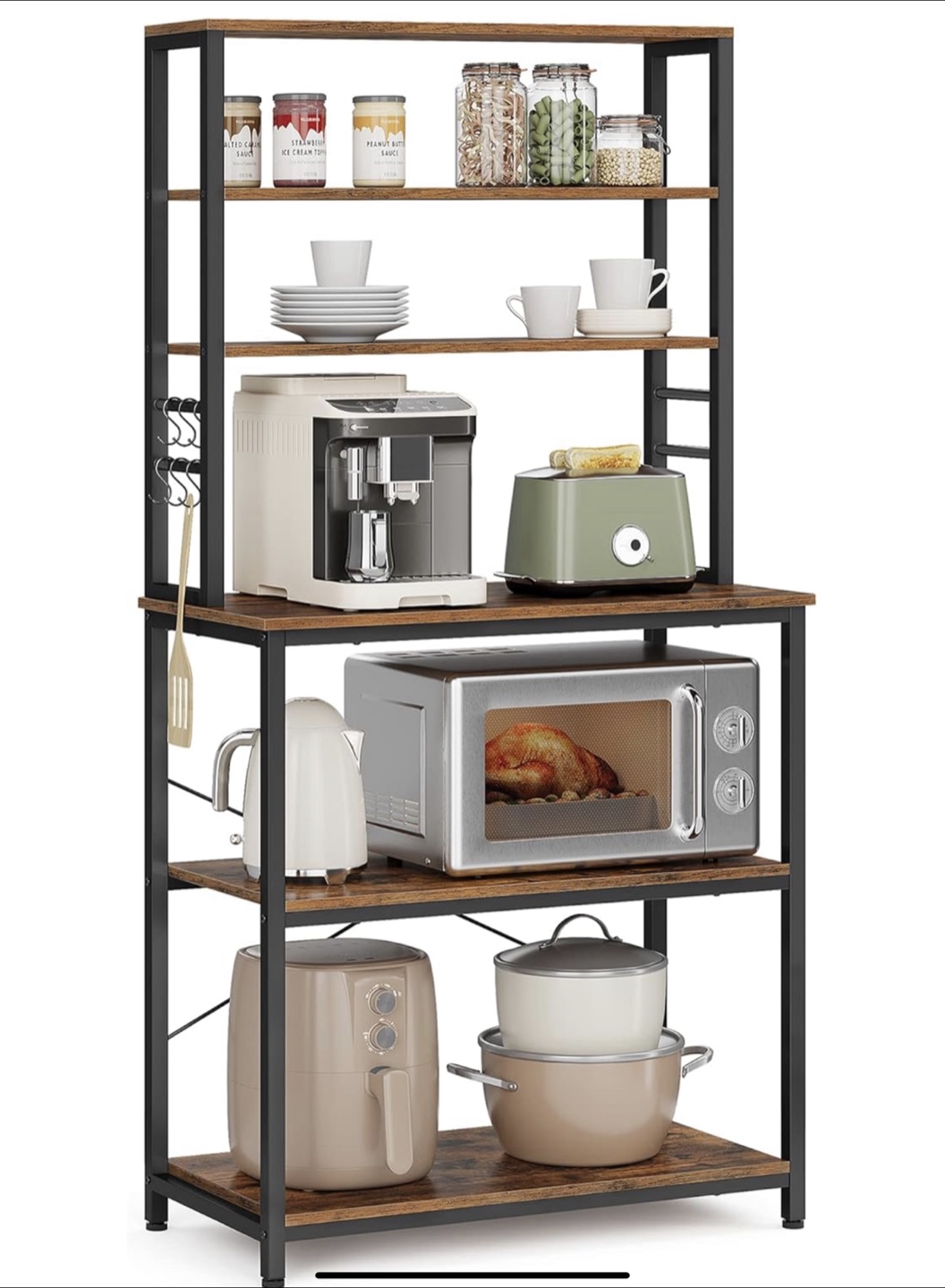 Rustic Brown Kitchen Baker's Rack with Black Metal Frame - photo 4