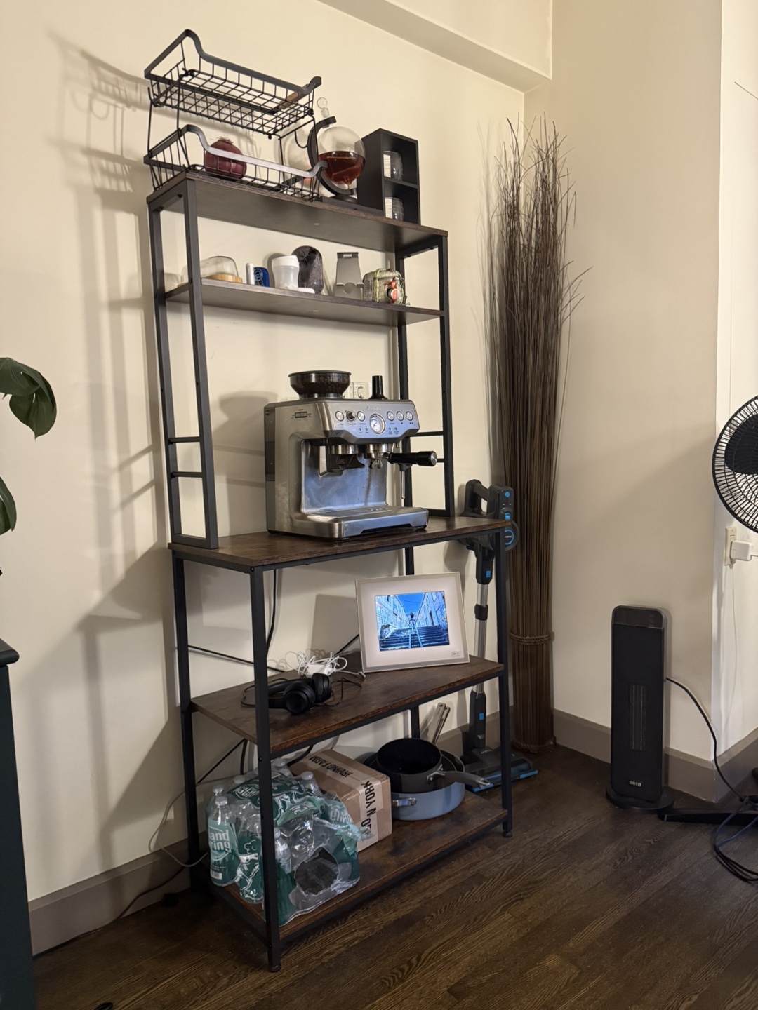 Rustic Brown Kitchen Baker's Rack with Black Metal Frame - photo 2